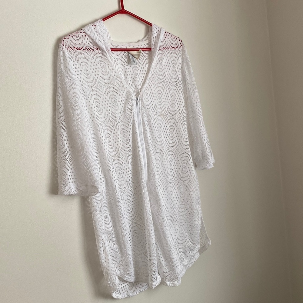Krista bathing suit cover white small lacy shier